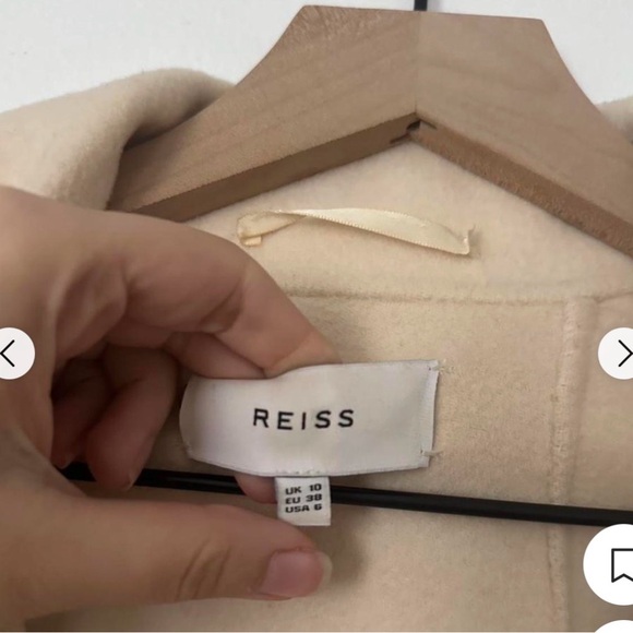Reiss London double breasted Cream wool coat size 6/8 - Picture 3 of 3